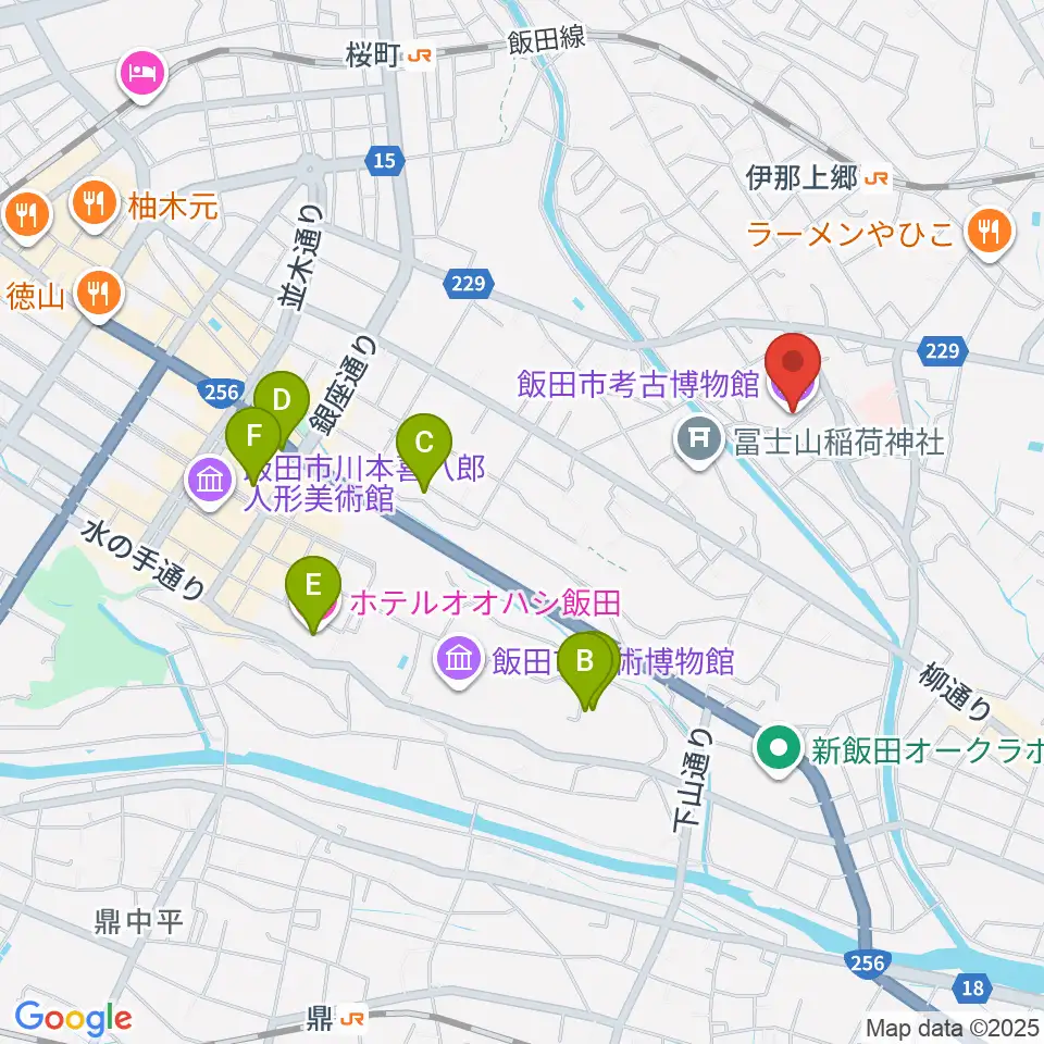 飯田市考古博物館周辺のホテル一覧地図