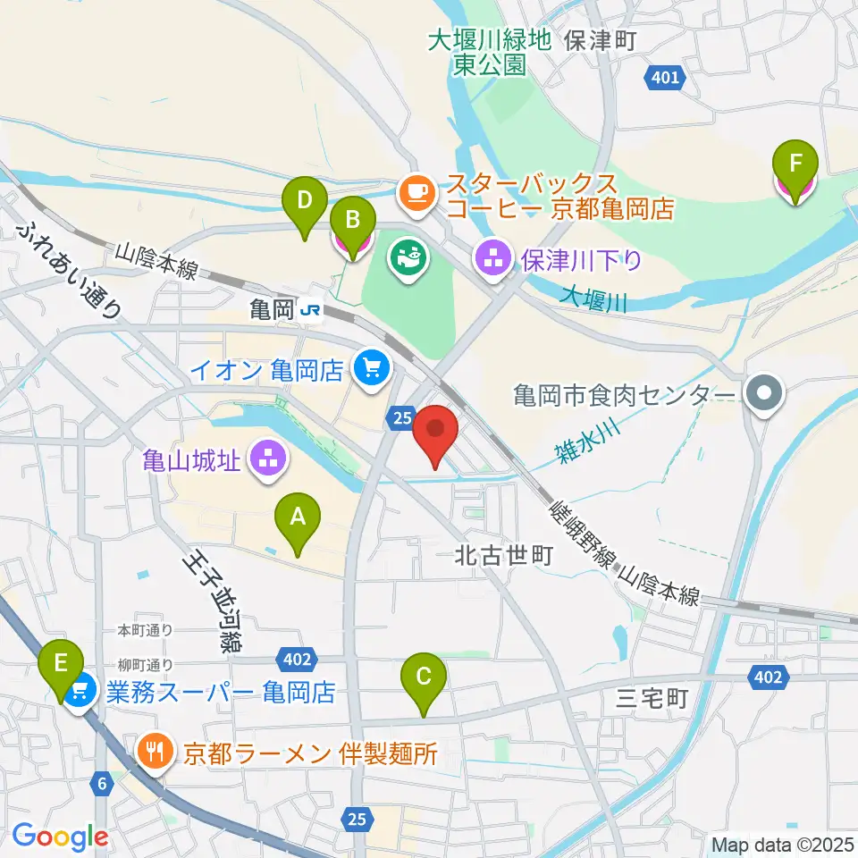 亀岡市文化資料館周辺のホテル一覧地図