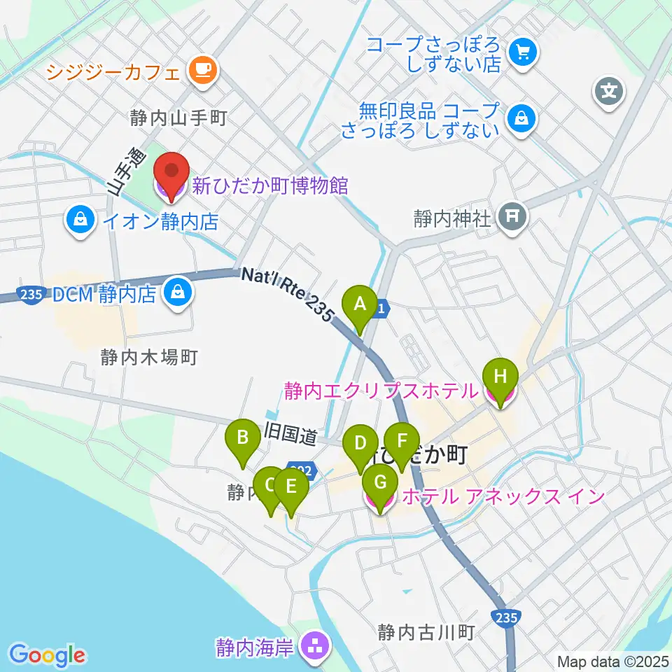 新ひだか町博物館周辺のホテル一覧地図