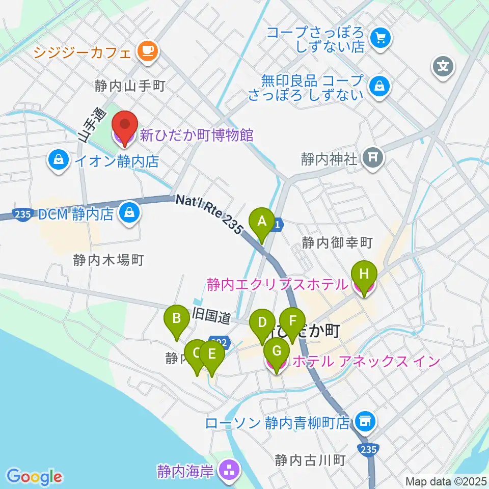新ひだか町博物館周辺のホテル一覧地図