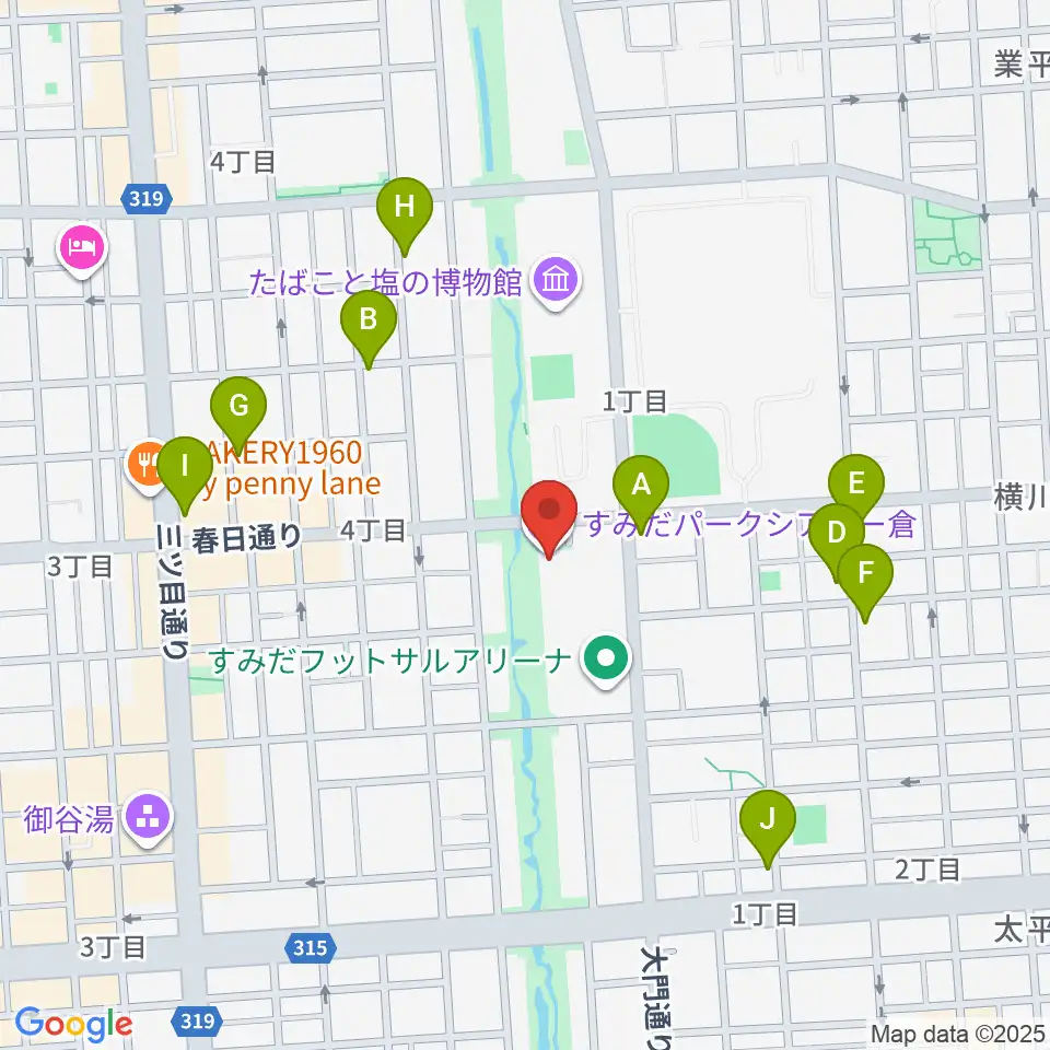 すみだパークシアター倉周辺のホテル一覧地図