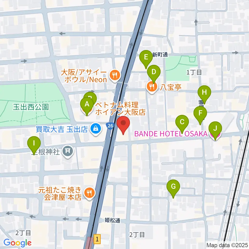 西成結劇場周辺のホテル一覧地図