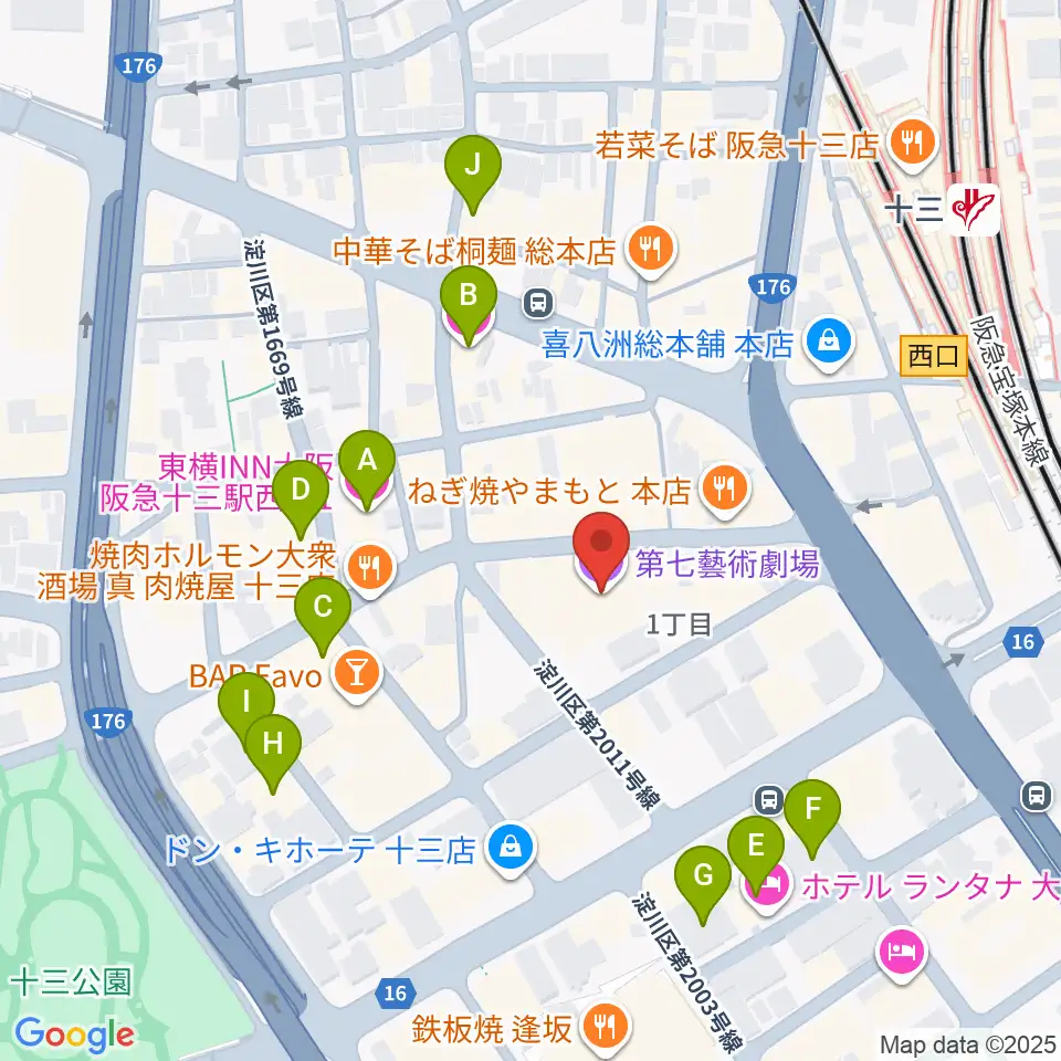 第七藝術劇場周辺のホテル一覧地図