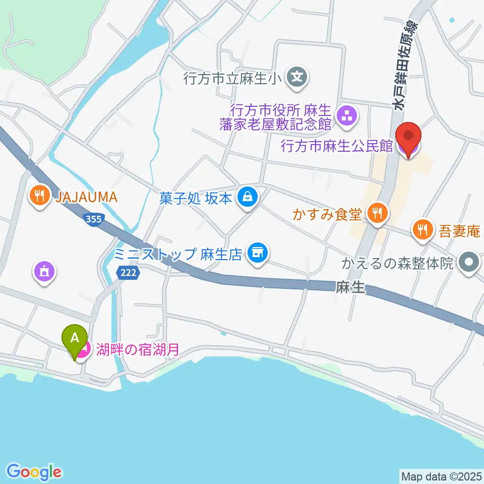 行方市麻生公民館周辺のホテル一覧地図