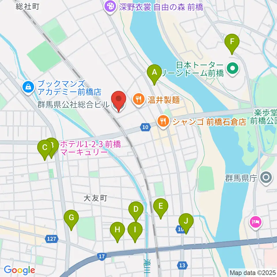 群馬県公社総合ビル周辺のホテル一覧地図