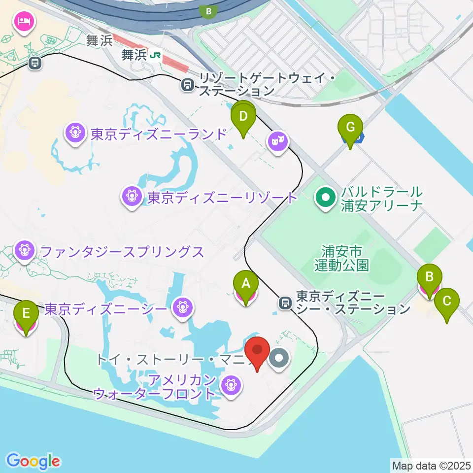 東京ディズニーシー ブロードウェイ･ミュージックシアター周辺のホテル一覧地図