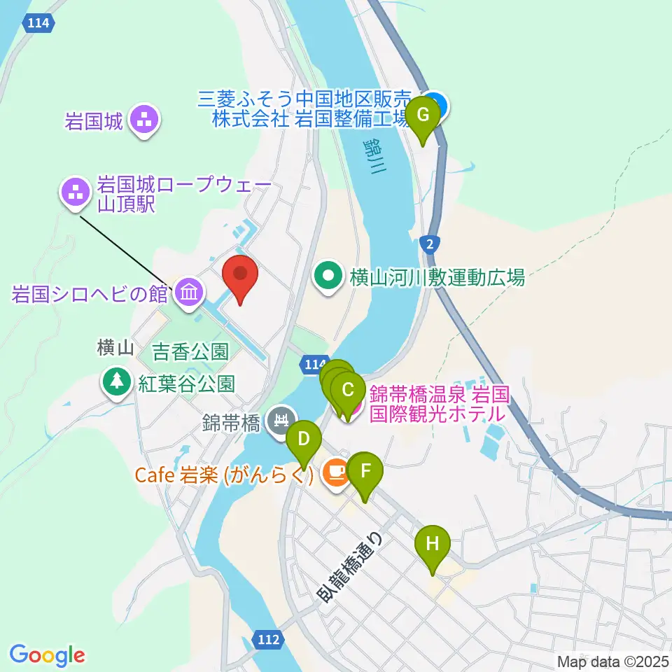 岩国徴古館周辺のホテル一覧地図
