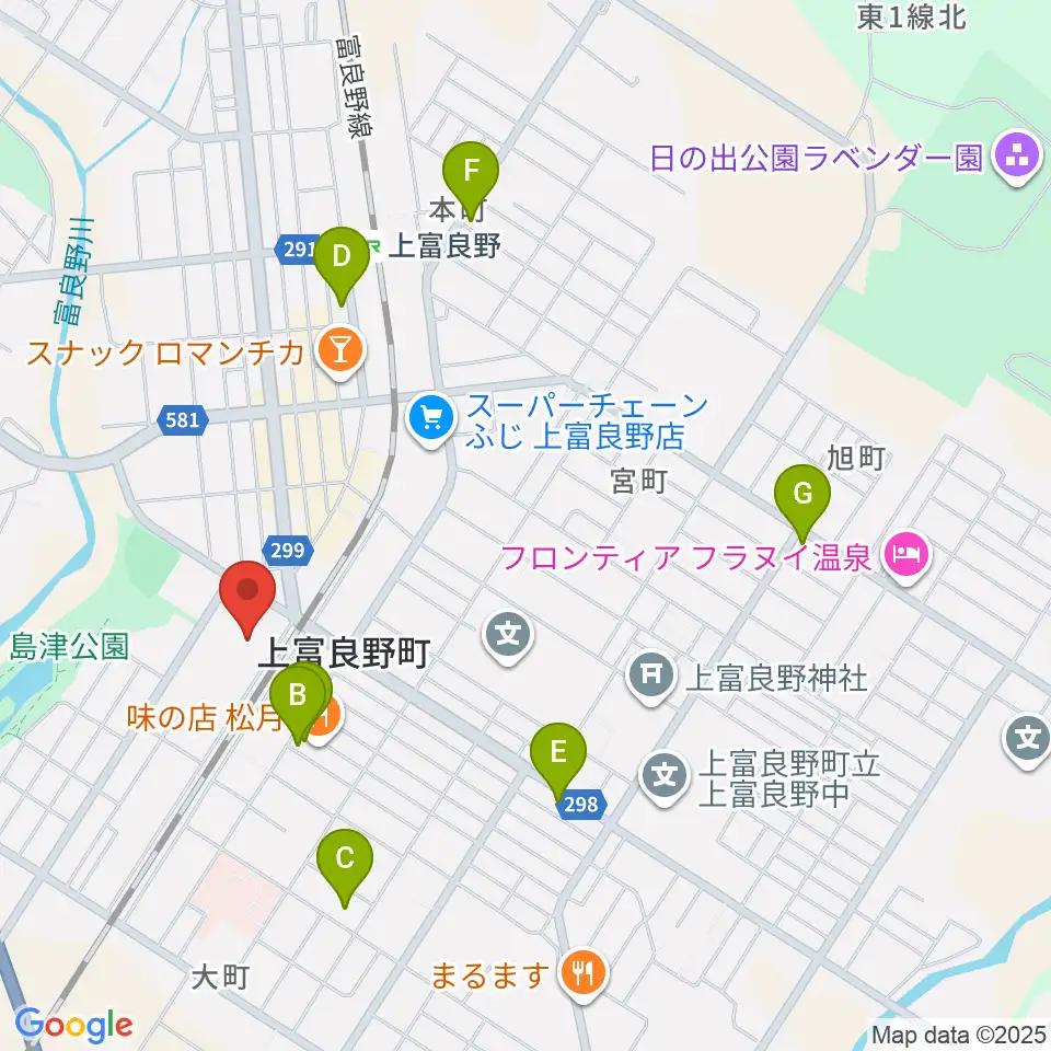 上富良野町郷土館周辺のホテル一覧地図