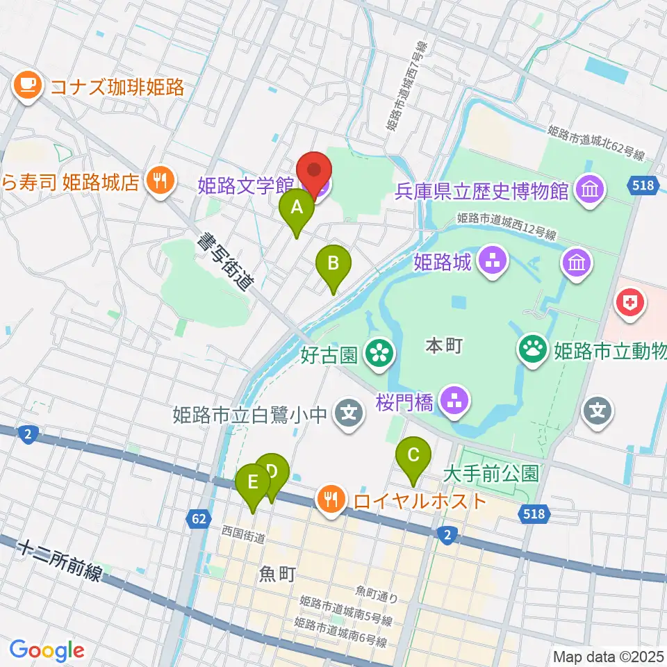 姫路文学館周辺のホテル一覧地図