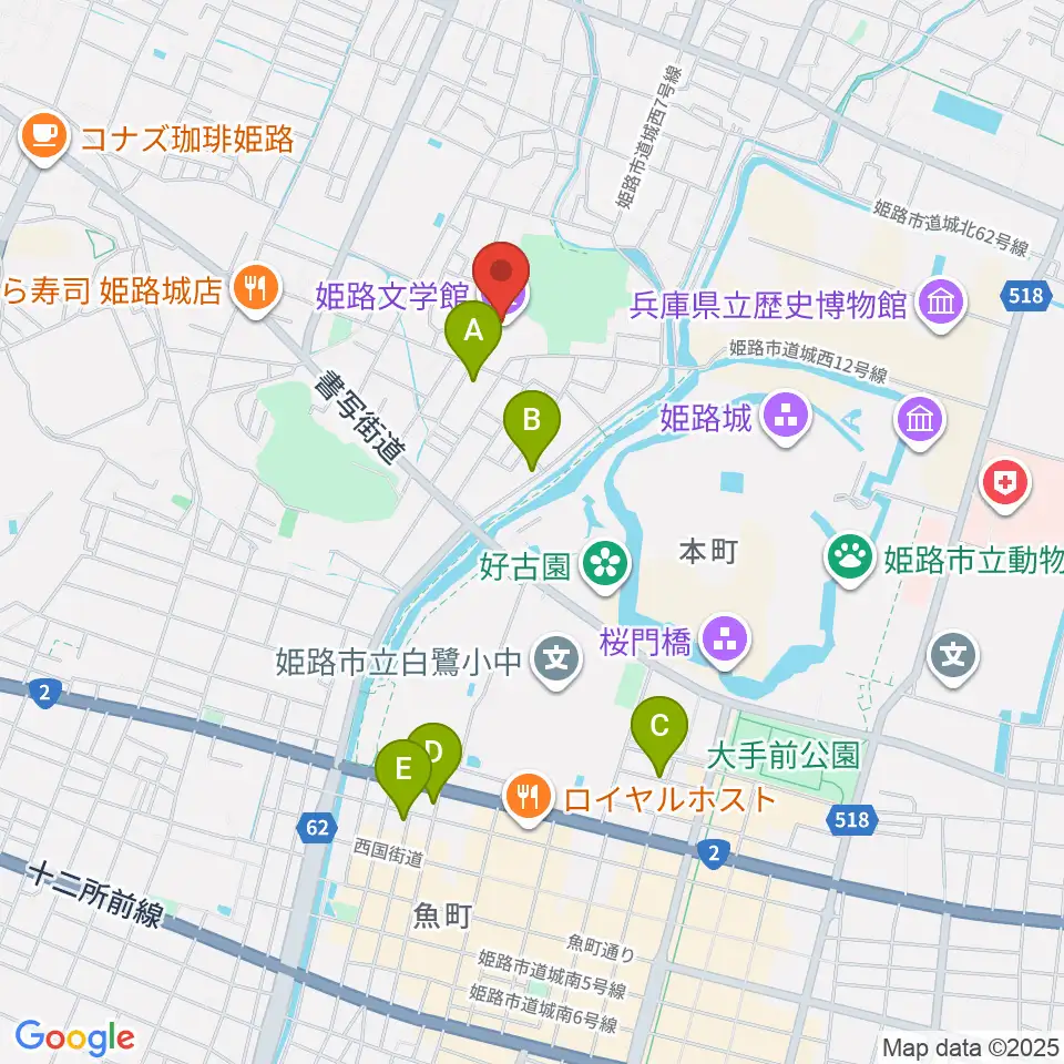 姫路文学館周辺のホテル一覧地図