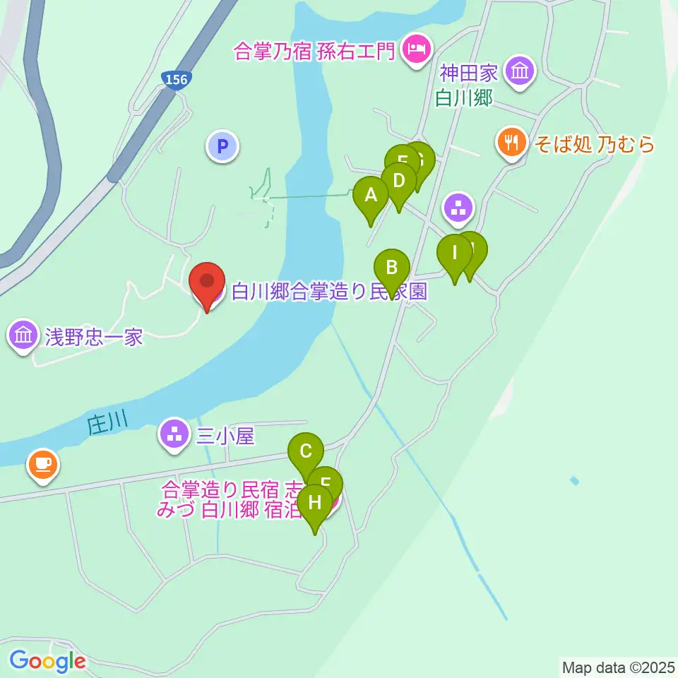白川郷合掌造り民家園周辺のホテル一覧地図