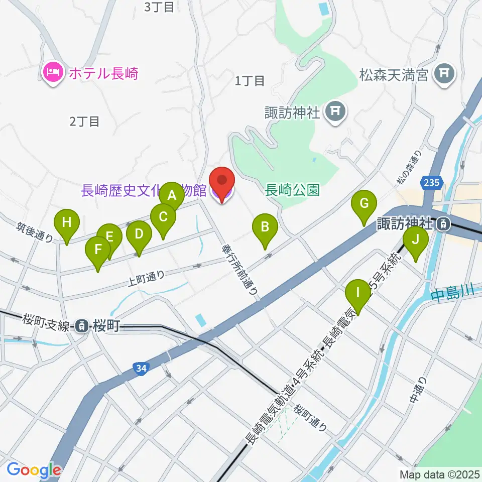 長崎歴史文化博物館周辺のホテル一覧地図