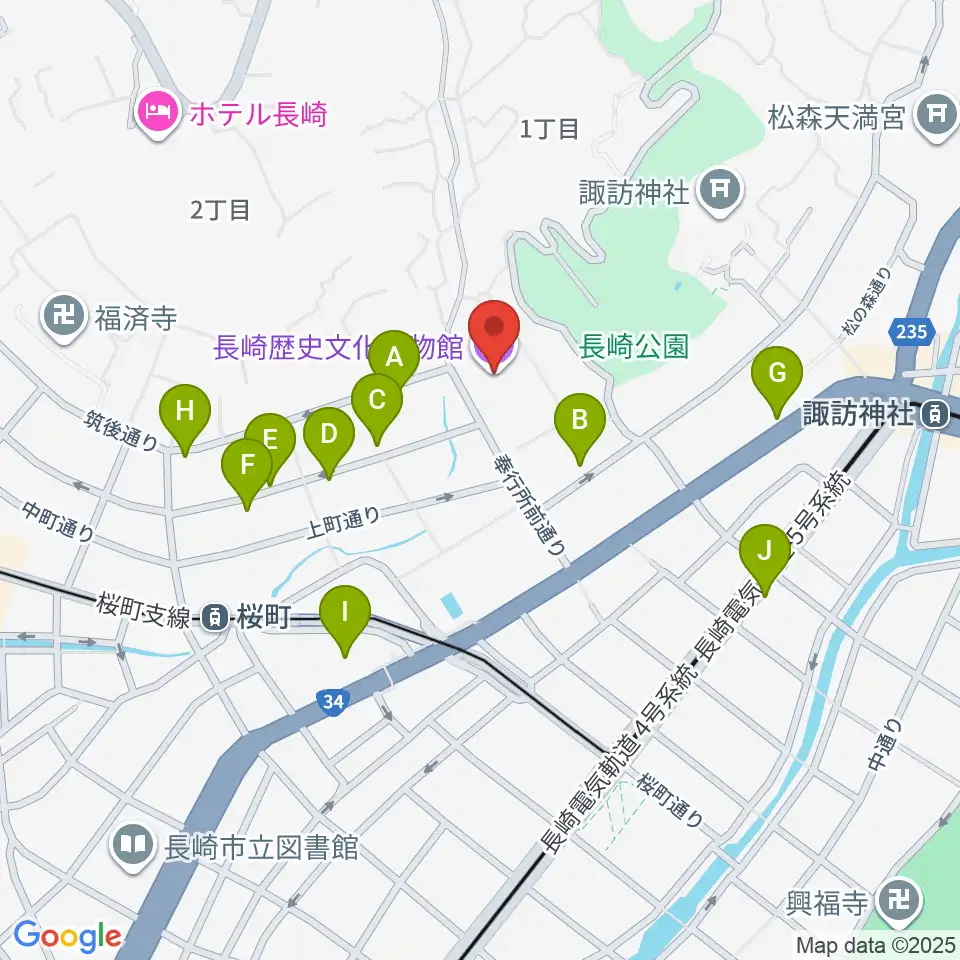 長崎歴史文化博物館周辺のホテル一覧地図