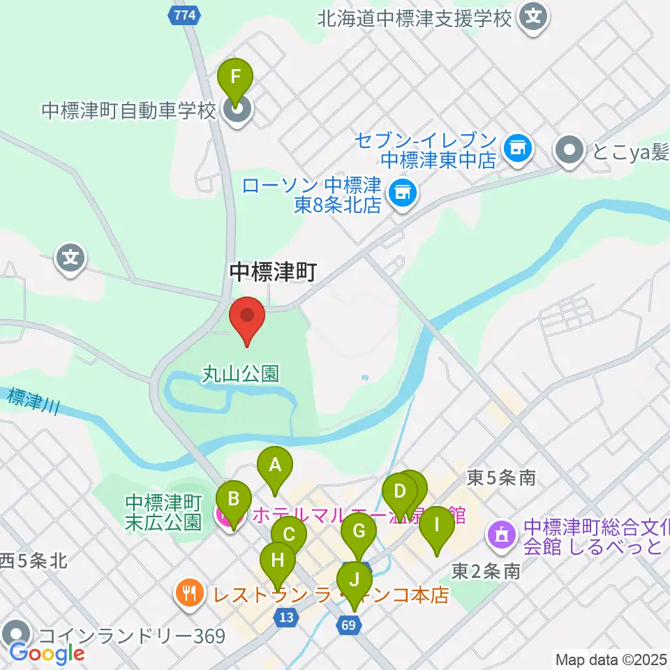 中標津町郷土館周辺のホテル一覧地図