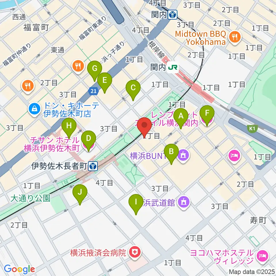 横浜市技能文化会館 匠プラザ周辺のホテル一覧地図
