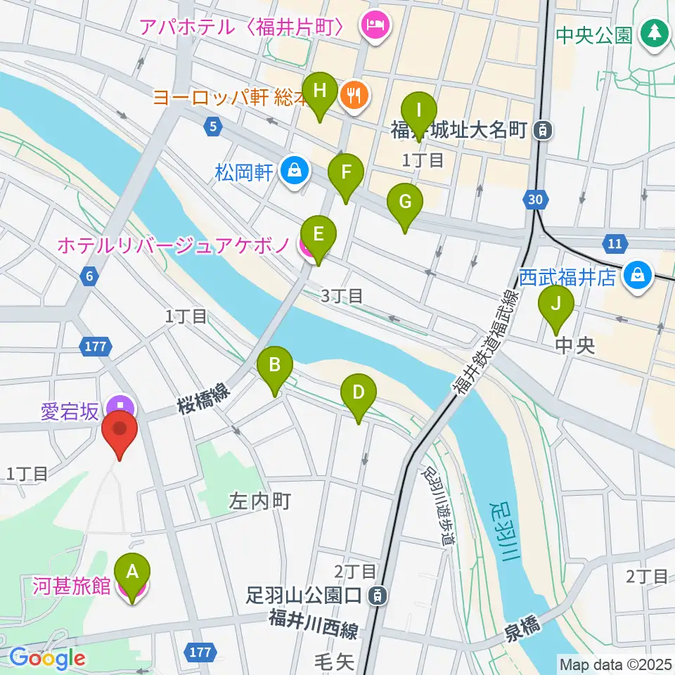 福井市橘曙覧記念文学館周辺のホテル一覧地図