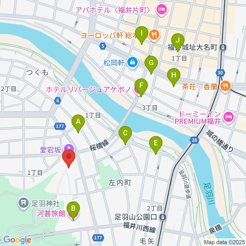 福井市橘曙覧記念文学館周辺のホテル一覧地図