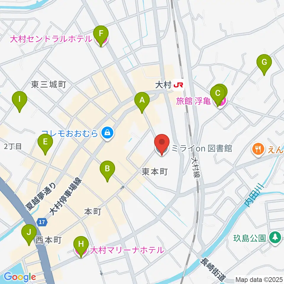大村市歴史資料館周辺のホテル一覧地図