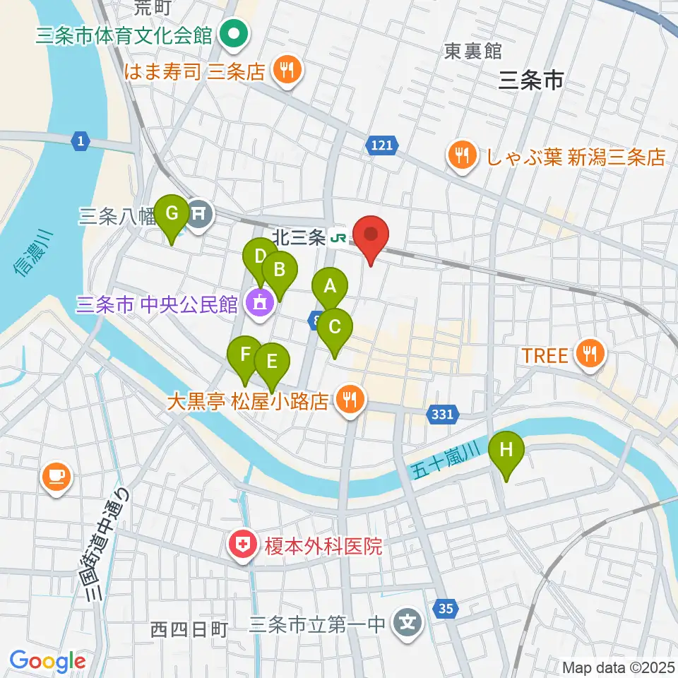 三条市歴史民俗産業資料館周辺のホテル一覧地図