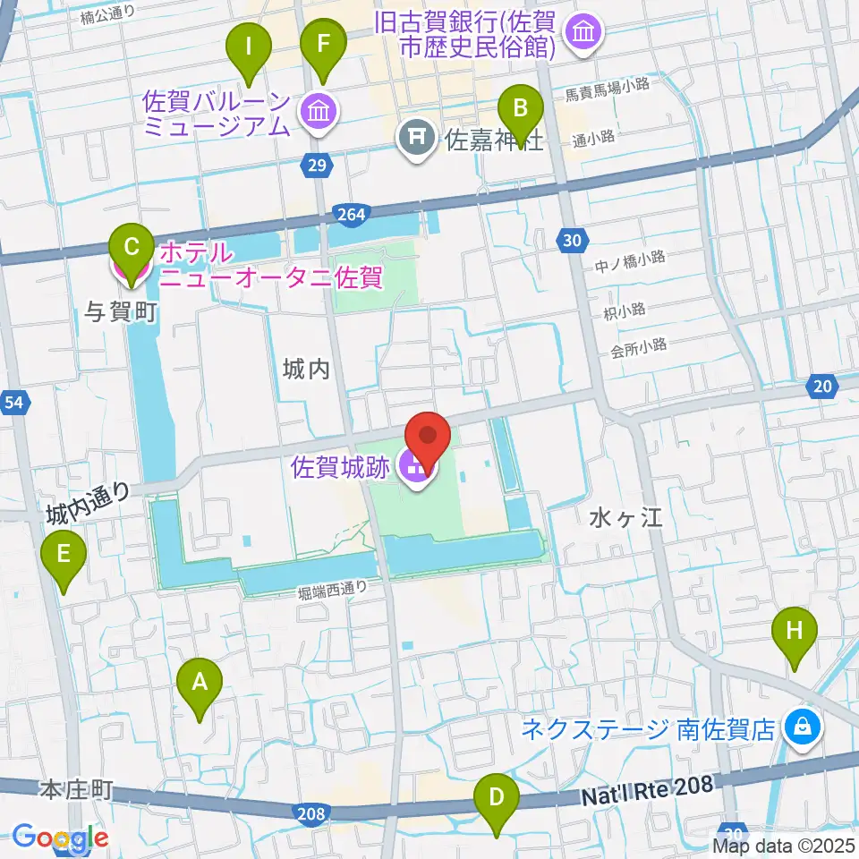 佐賀県立佐賀城本丸歴史館周辺のホテル一覧地図