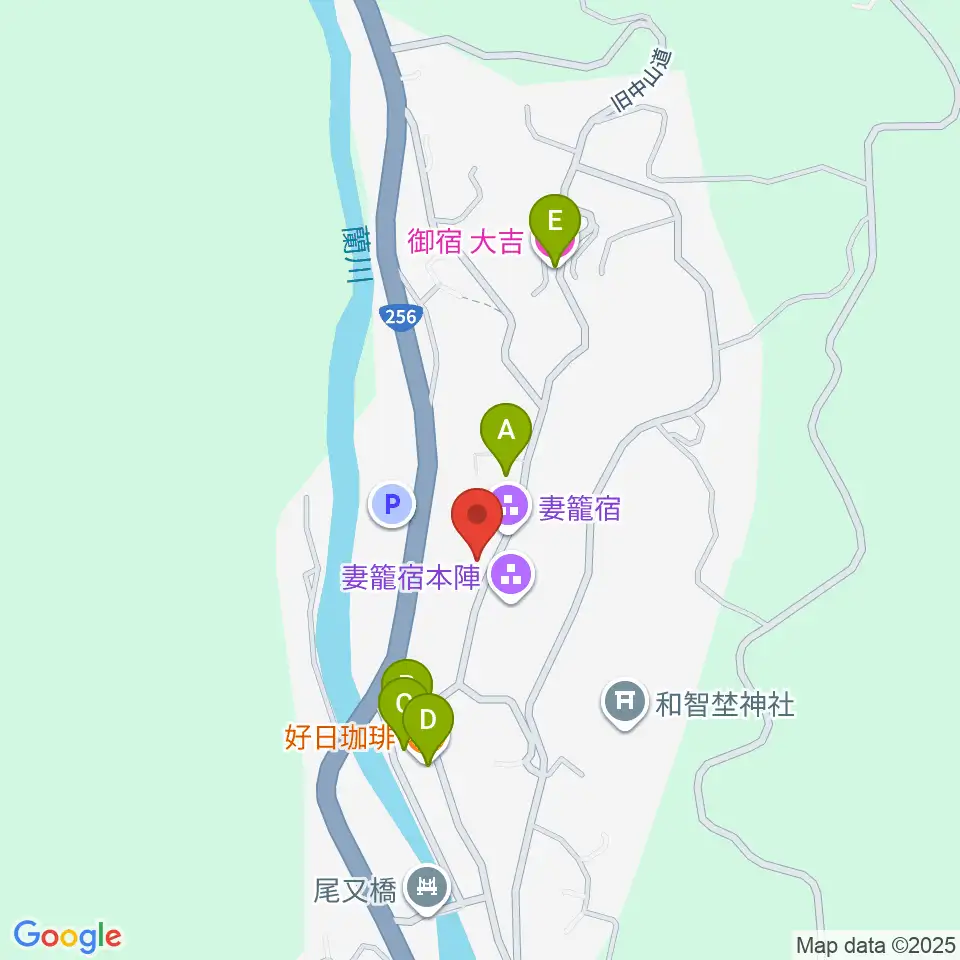 南木曽町博物館周辺のホテル一覧地図