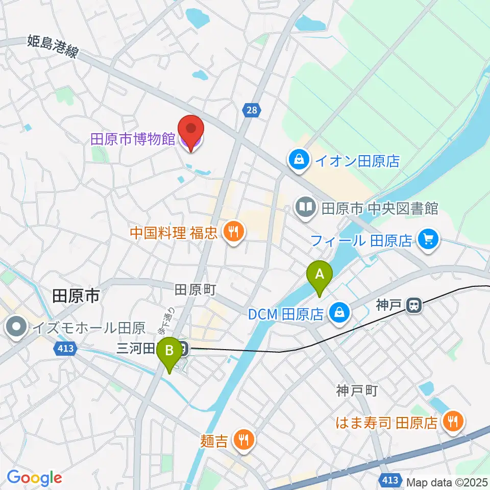 田原市博物館周辺のホテル一覧地図