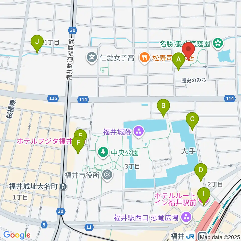 福井市立郷土歴史博物館周辺のホテル一覧地図
