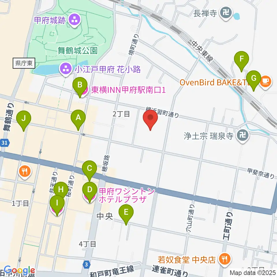 山梨中銀金融資料館周辺のホテル一覧地図