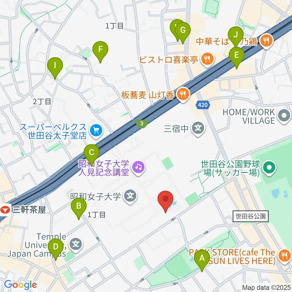 昭和女子大学光葉博物館周辺のホテル一覧地図