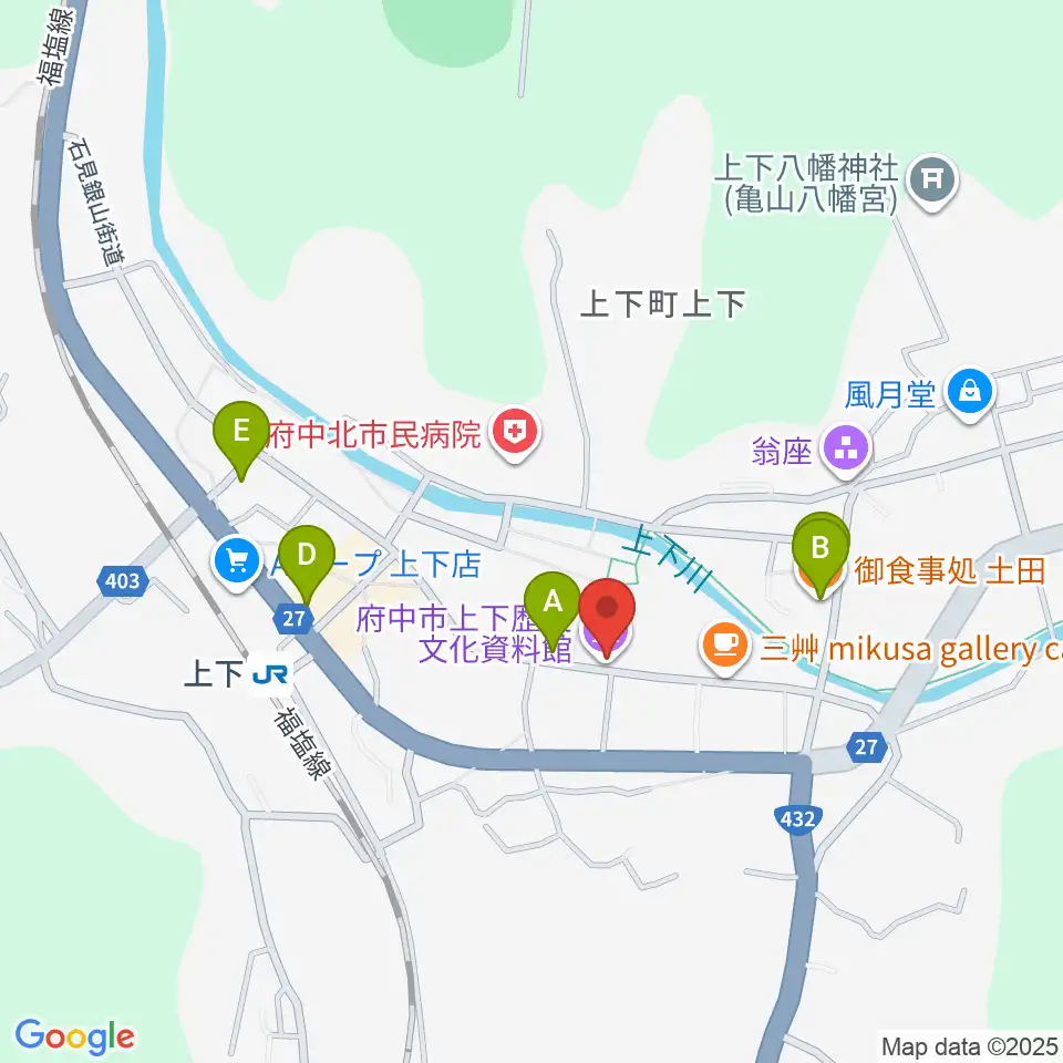 府中市上下歴史文化資料館周辺のホテル一覧地図