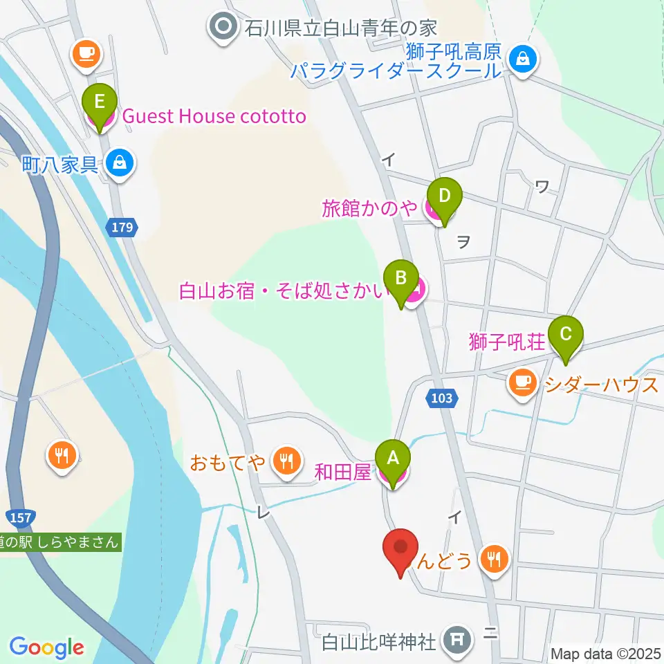 白山比咩神社宝物館周辺のホテル一覧地図