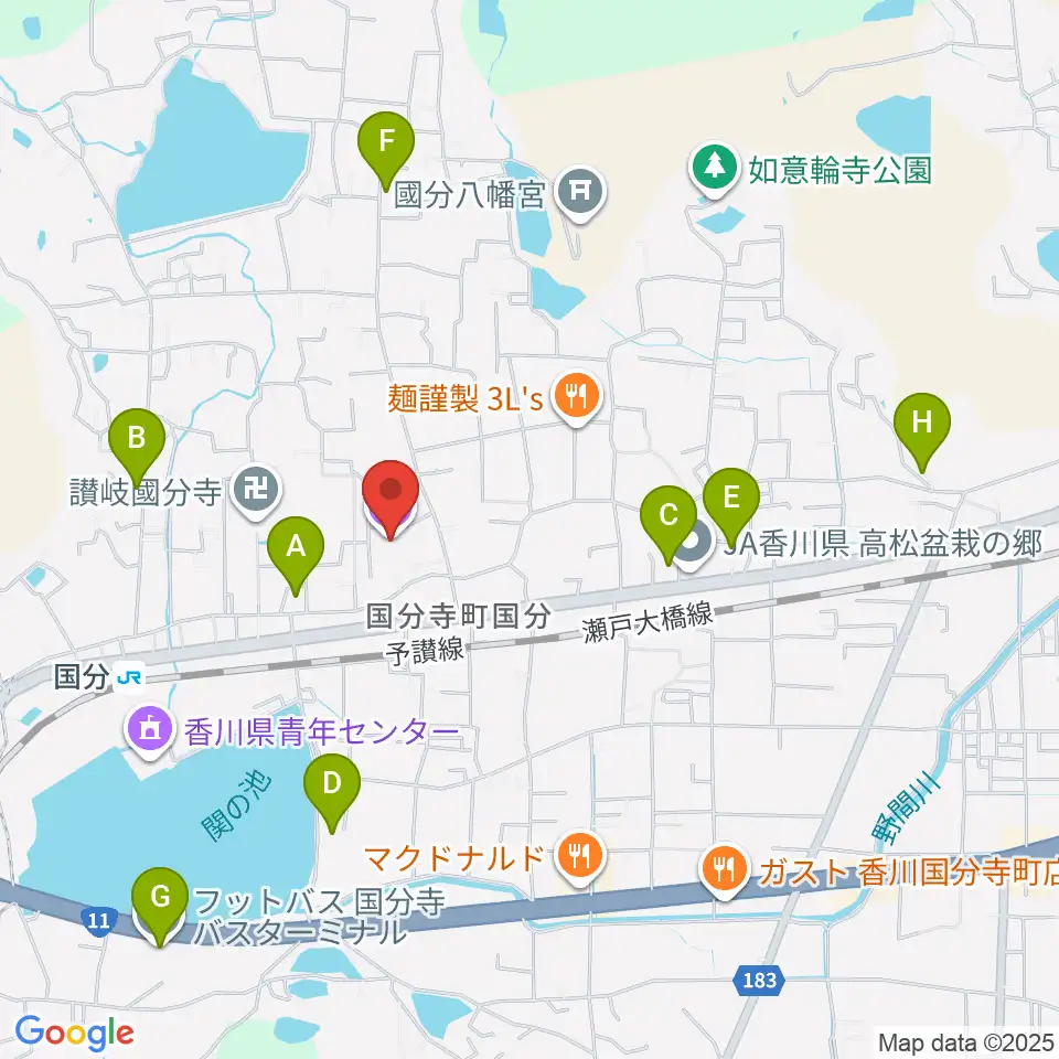 高松市讃岐国分寺跡資料館周辺のホテル一覧地図