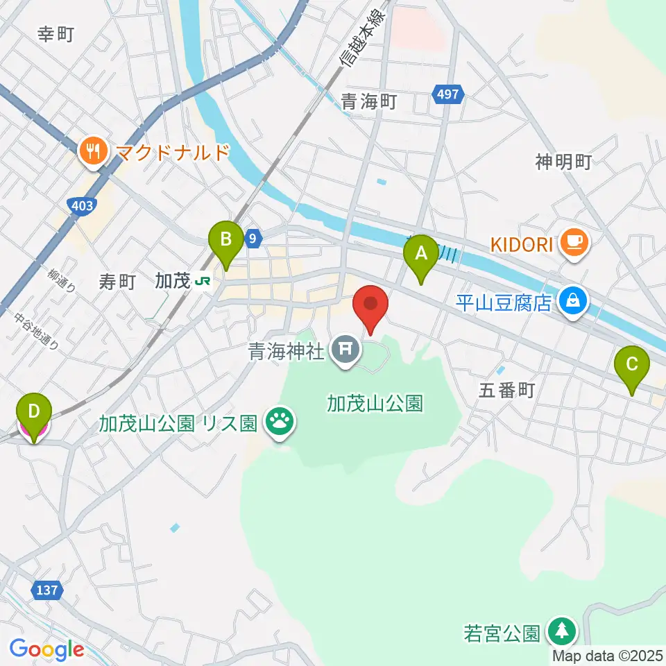 加茂市民俗資料館周辺のホテル一覧地図