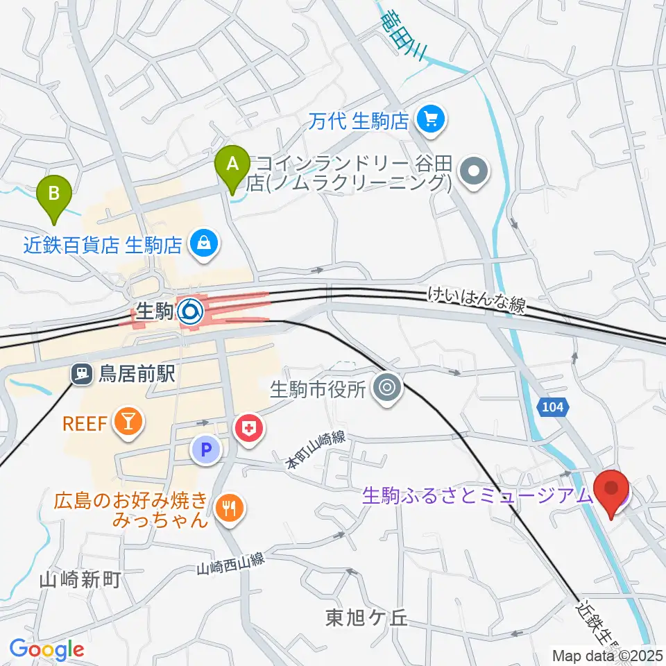 生駒ふるさとミュージアム周辺のホテル一覧地図