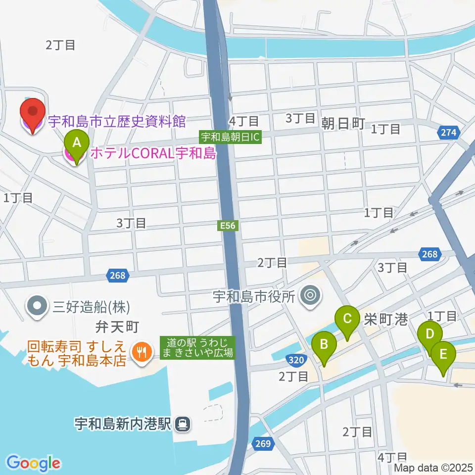 宇和島市立歴史資料館周辺のホテル一覧地図