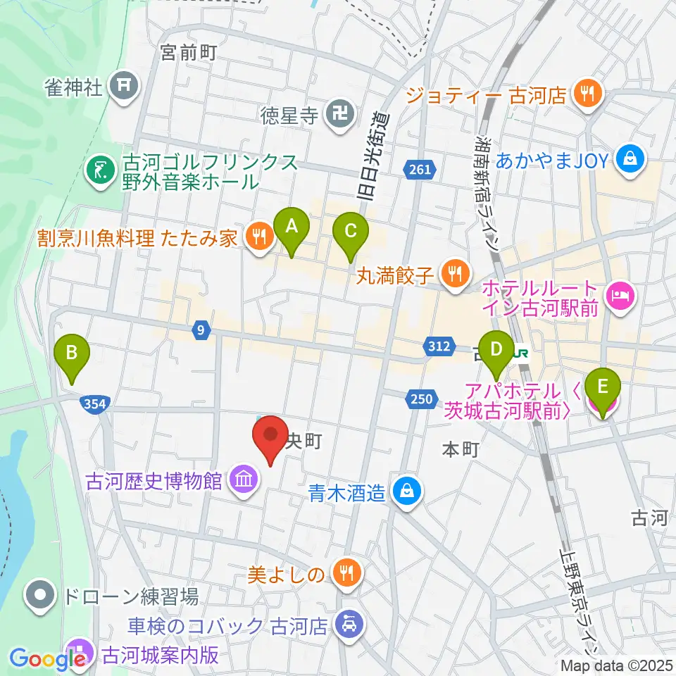 古河文学館周辺のホテル一覧地図