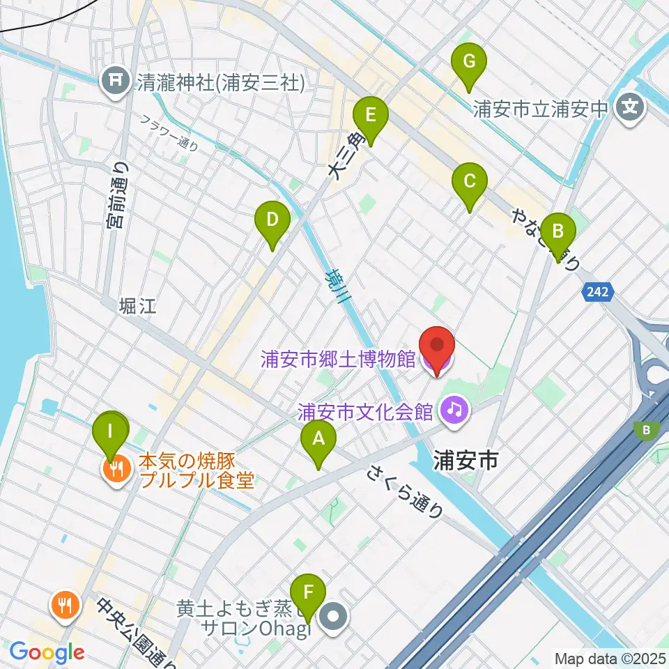 浦安市郷土博物館周辺のホテル一覧地図