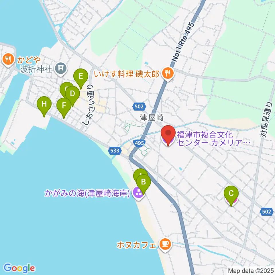 福津市カメリアステージ歴史資料館周辺のホテル一覧地図