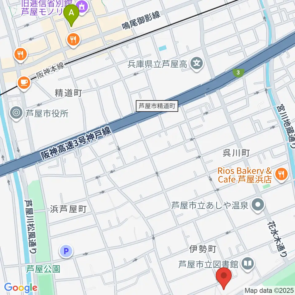 芦屋市谷崎潤一郎記念館周辺のホテル一覧地図