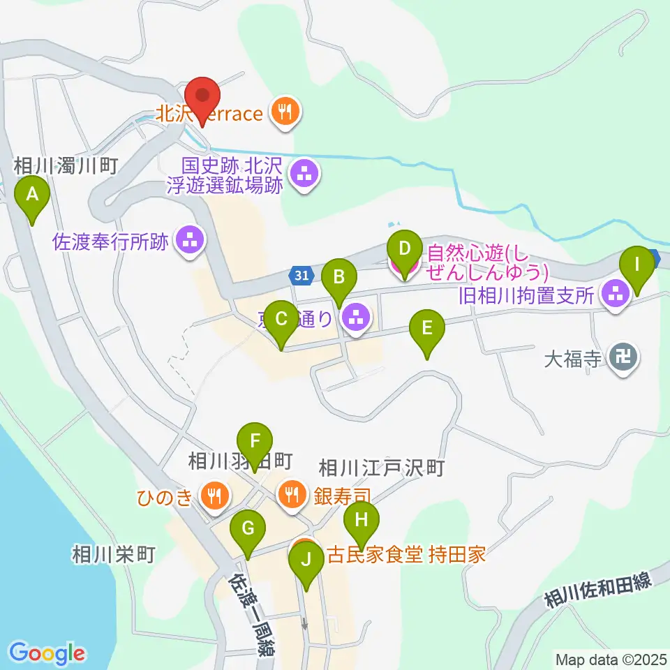 相川郷土博物館周辺のホテル一覧地図