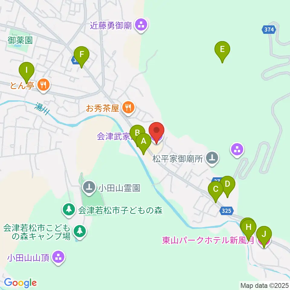 会津武家屋敷周辺のホテル一覧地図