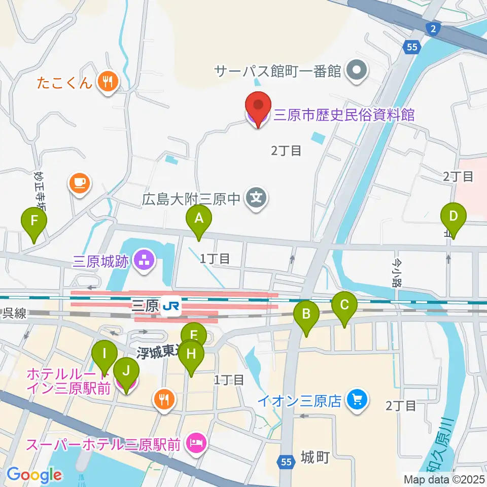 三原市歴史民俗資料館周辺のホテル一覧地図