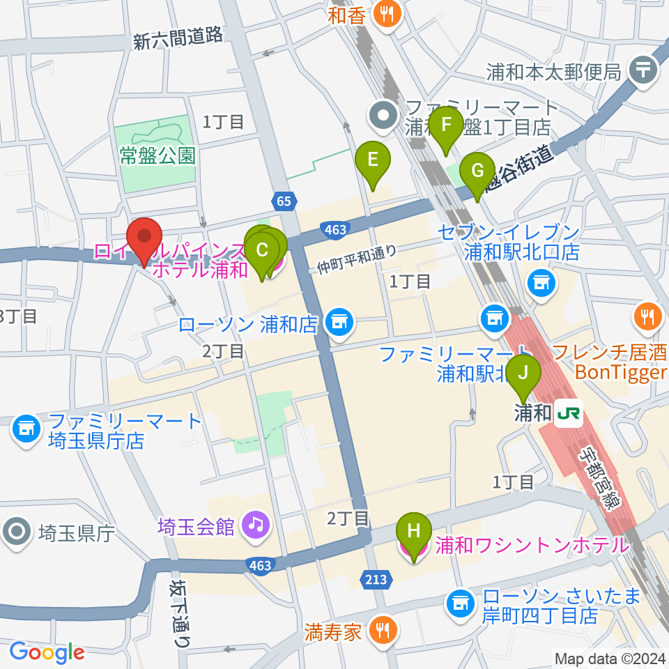 キャッツアイ周辺のホテル一覧地図