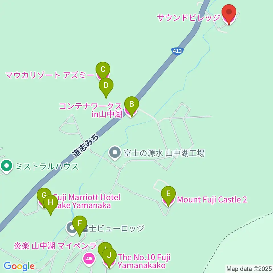 山中湖サウンドビレッジ周辺のホテル一覧地図