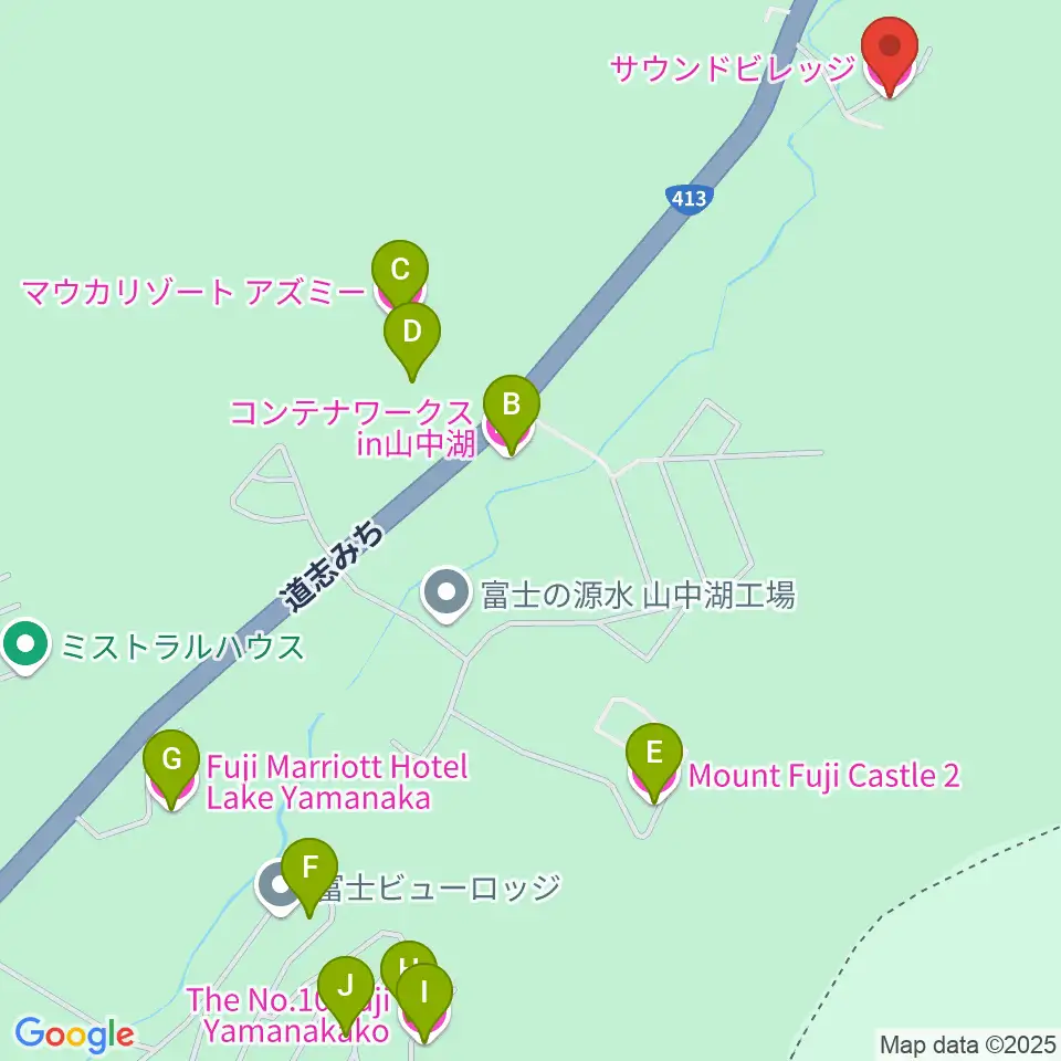 山中湖サウンドビレッジ周辺のホテル一覧地図