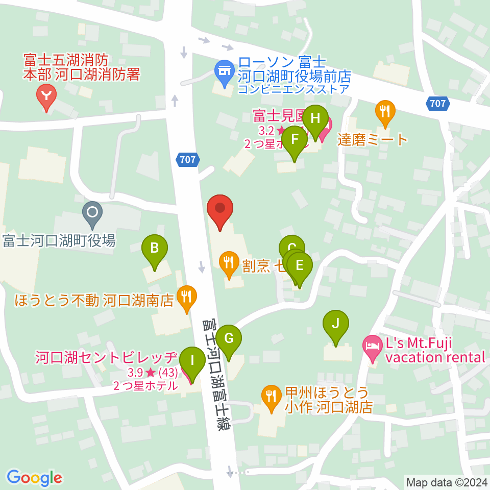 河口湖キャメロット周辺のホテル一覧地図