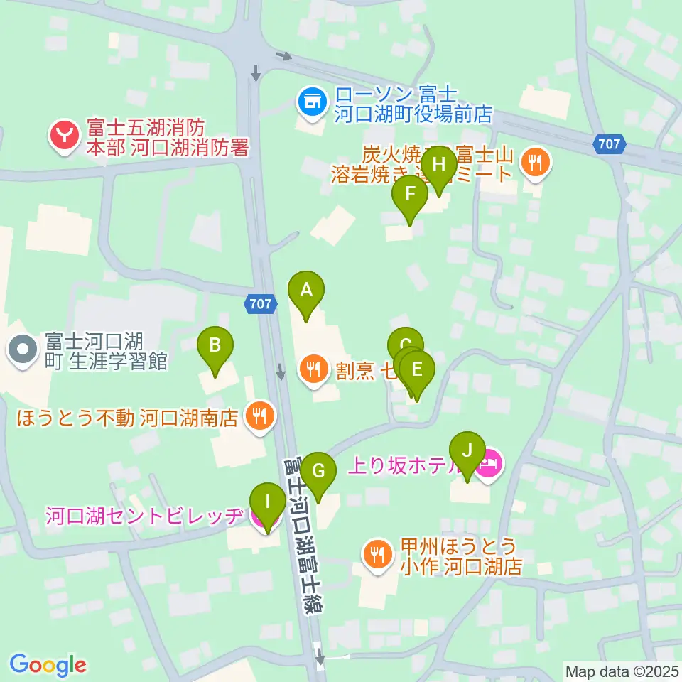 河口湖キャメロット周辺のホテル一覧地図
