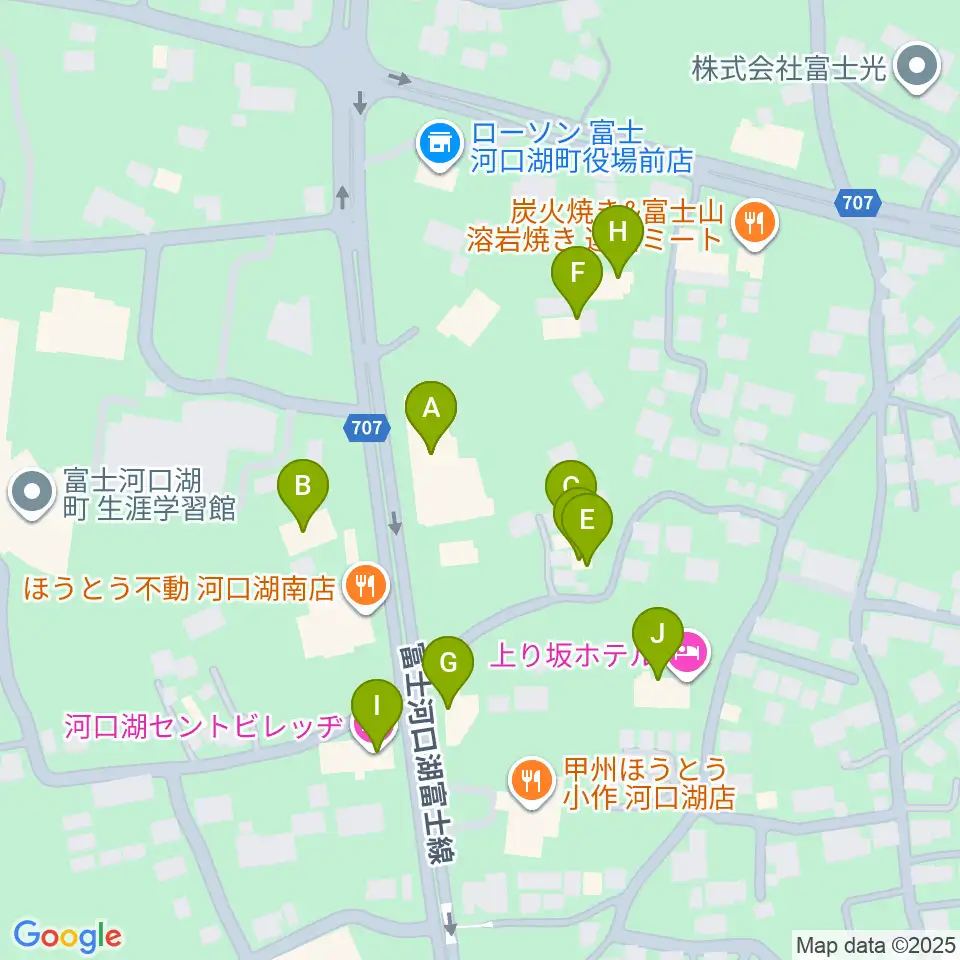 河口湖キャメロット周辺のホテル一覧地図