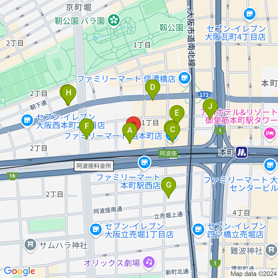 本町スタジオキューブ周辺のホテル一覧地図