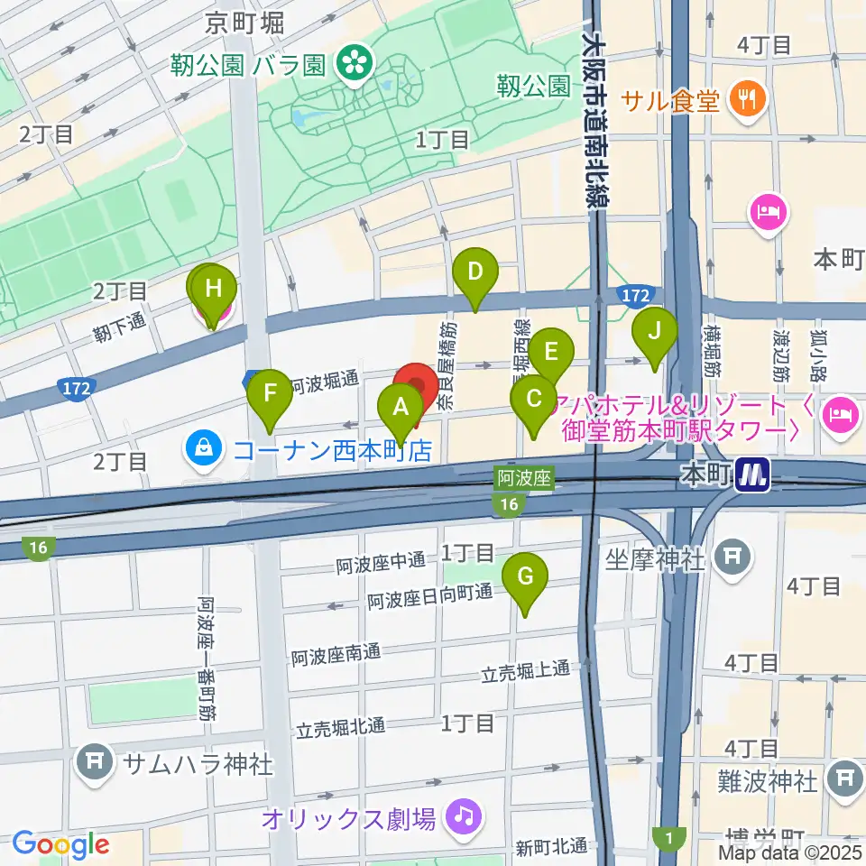 本町スタジオキューブ周辺のホテル一覧地図